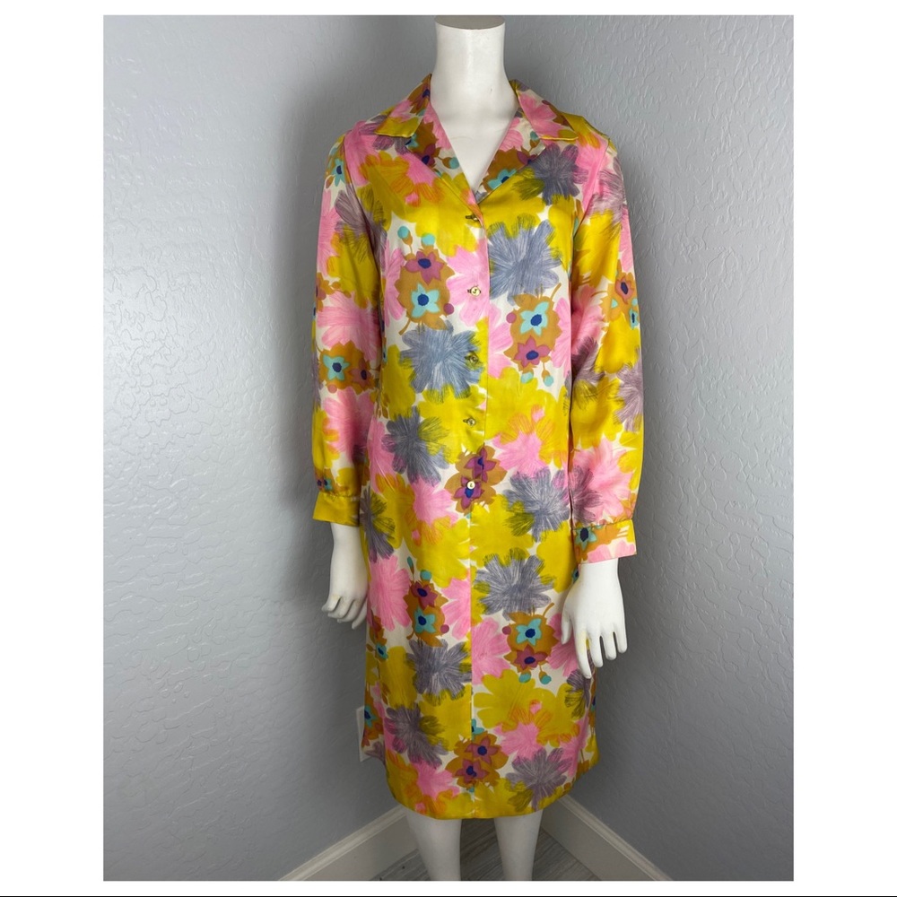 Vintage Alex Colman Pink Floral Long Sleeve Dress